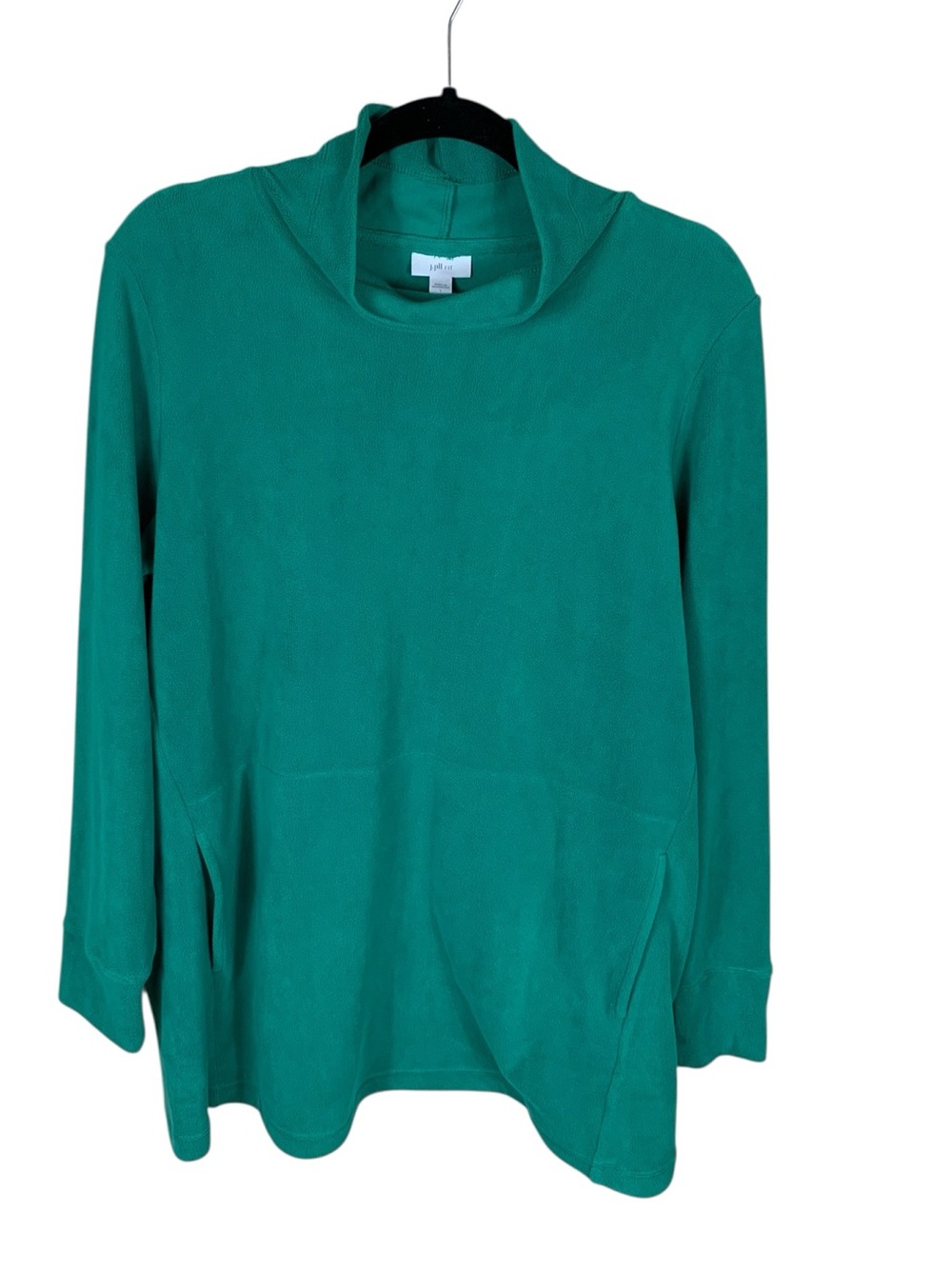 Women's J. Jill Fit Green Long Sleeve Mock Neck Fleece Tunic Top Size L Active